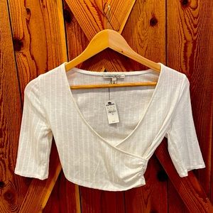 EXPRESS white wrap crop top